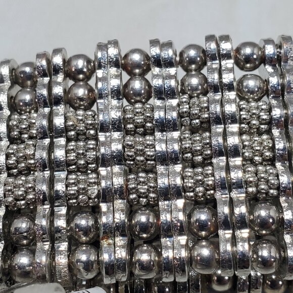 Dee Cee silver tone stretch bracelet wide, multi-component parts - Picture 6 of 6